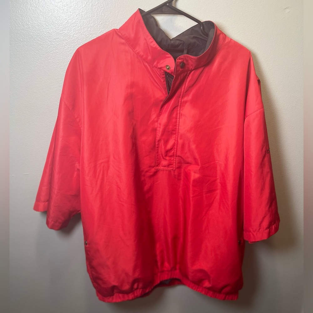 Footjoy Dryjoys Men's Golf Short Sleeve Pullover Jacket Red 1/2 Zip Size XL